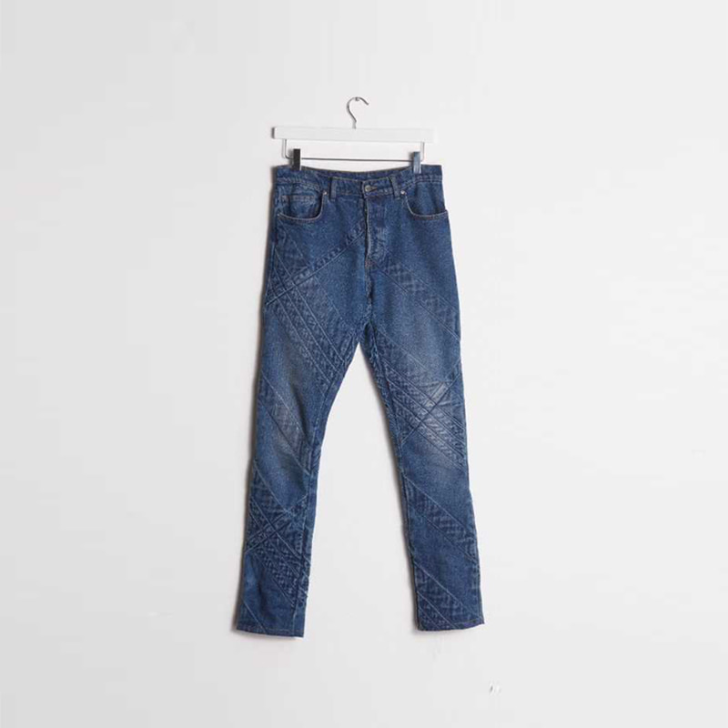 Stefan Cooke Monogram-Embroidered Straight-Leg Jeans - Blue